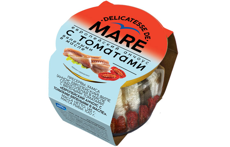 Европейский анчоус с томатами вялеными в масле 145г