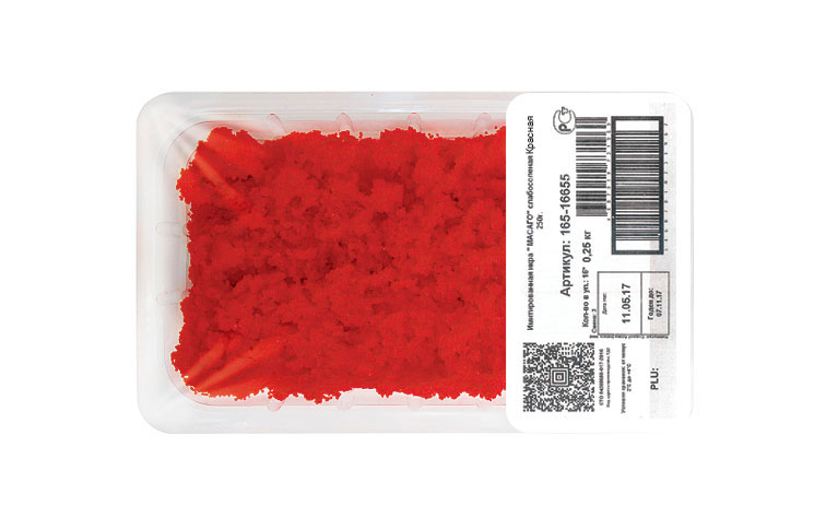 Имитированная икра " МАСАГО" слабосоленая красная 0,250 кг